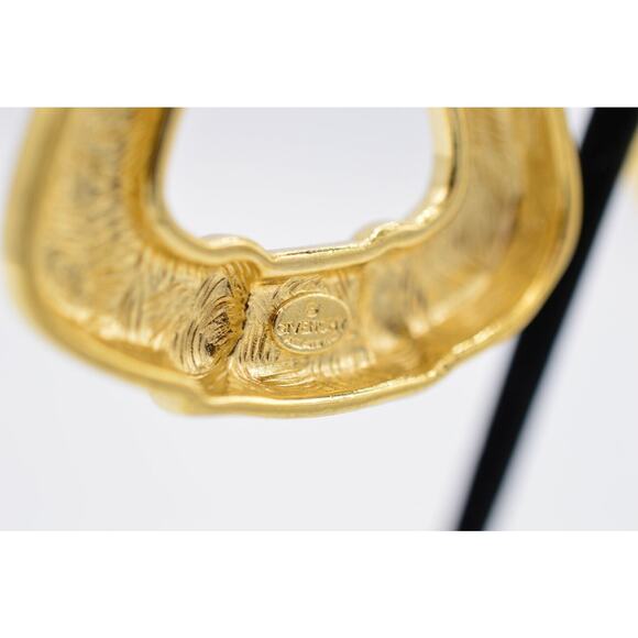 Givenchy Vintage Clip On Earrings Chunky 2" Gold Door Knocker Signed 1980s BinAB - Picture 10 of 10